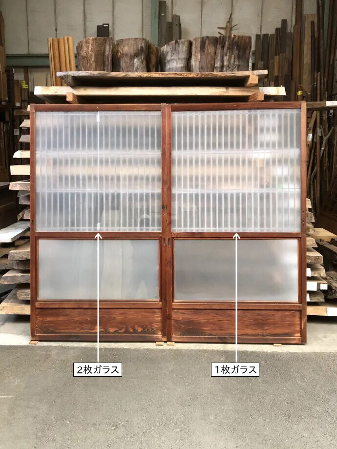 古建具(ガラス戸)の古材