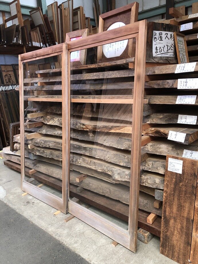 古建具(ガラス戸)の古材