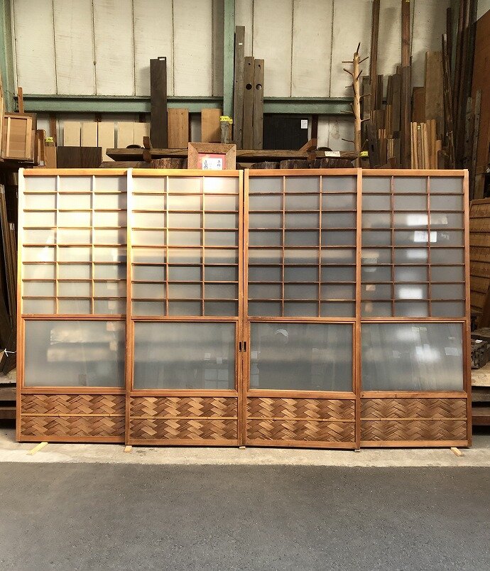 古建具(ガラス戸)の古材